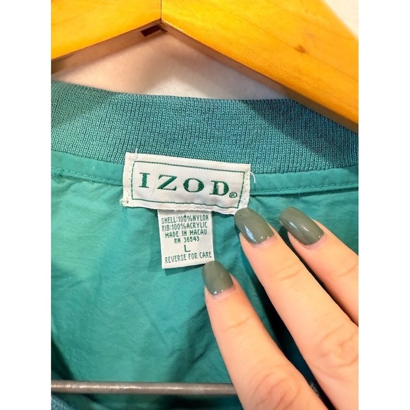 Vintage Izod Golf Windbreaker, Men's Large - Green Teal, Pullover, V Neck, 90s - Picture 6 of 10